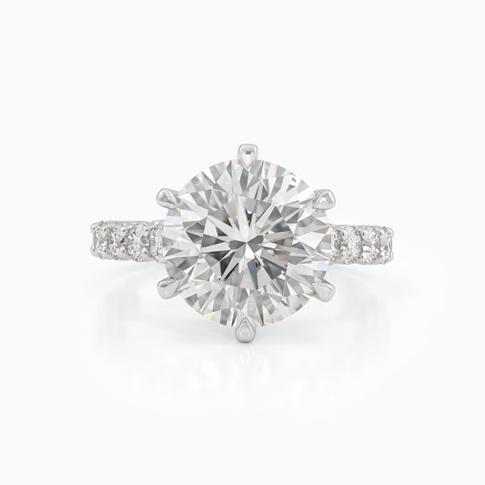 Round Lab Diamond Hidden Halo Cross Gallery Accent Ring