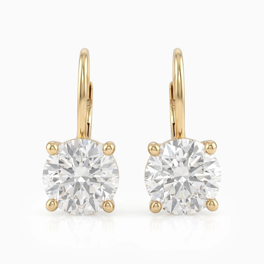 Round Lab Diamond Lever Back Earrings
