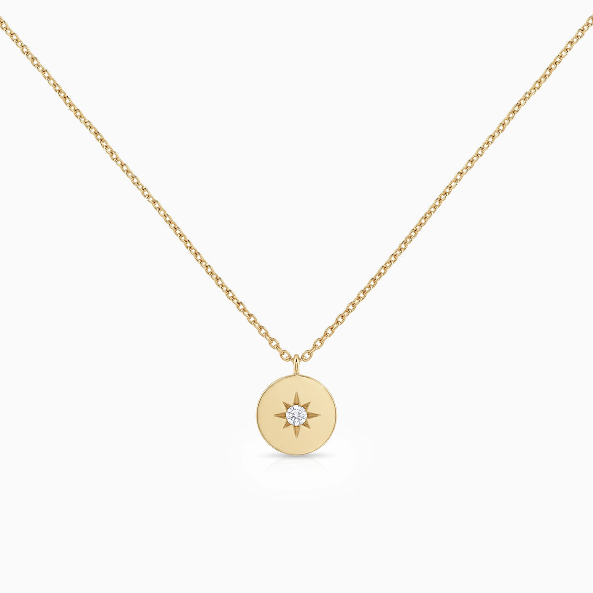 Round Lab Diamond North Star Shape Coin Pendant Pendant