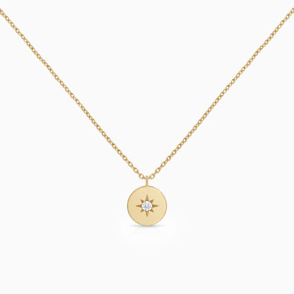 Round Lab Diamond North Star Shape Coin Pendant Pendant