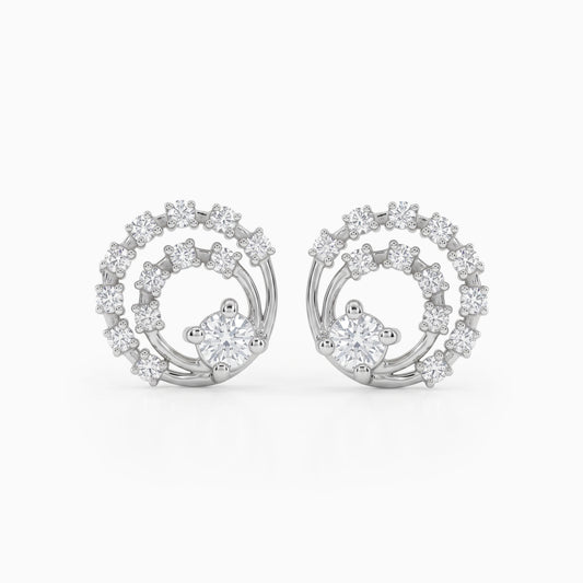 Round Lab Diamond Open Circle Dainty Earrings