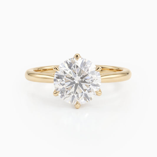 Round Lab Diamond Solitaire Engagement  Ring