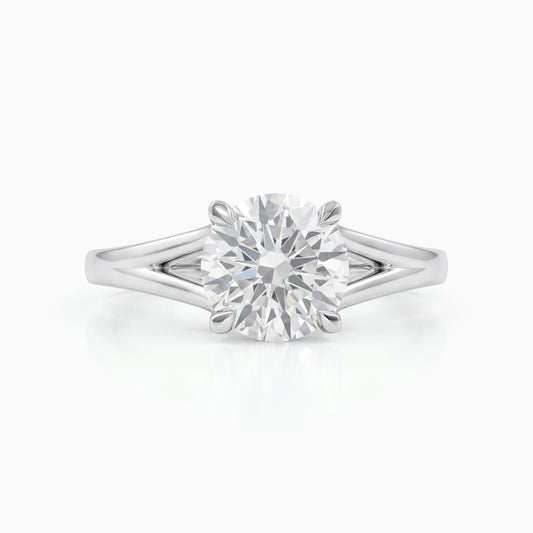 Round Lab Diamond Split Shank Engagement Ring Ring