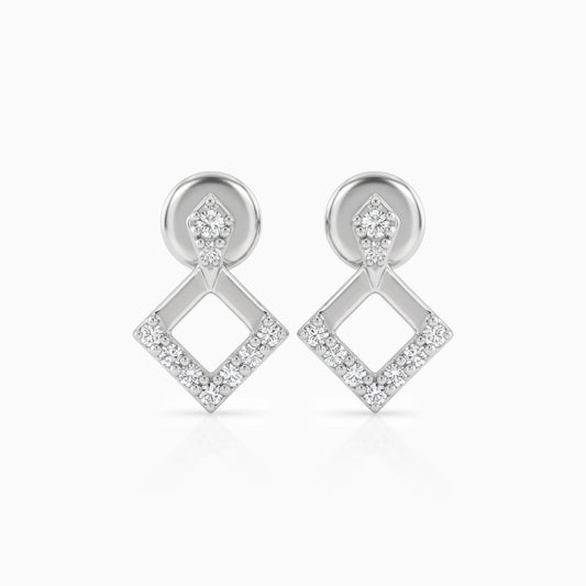 Round Lab Diamond Square Shape Dangle Earrings