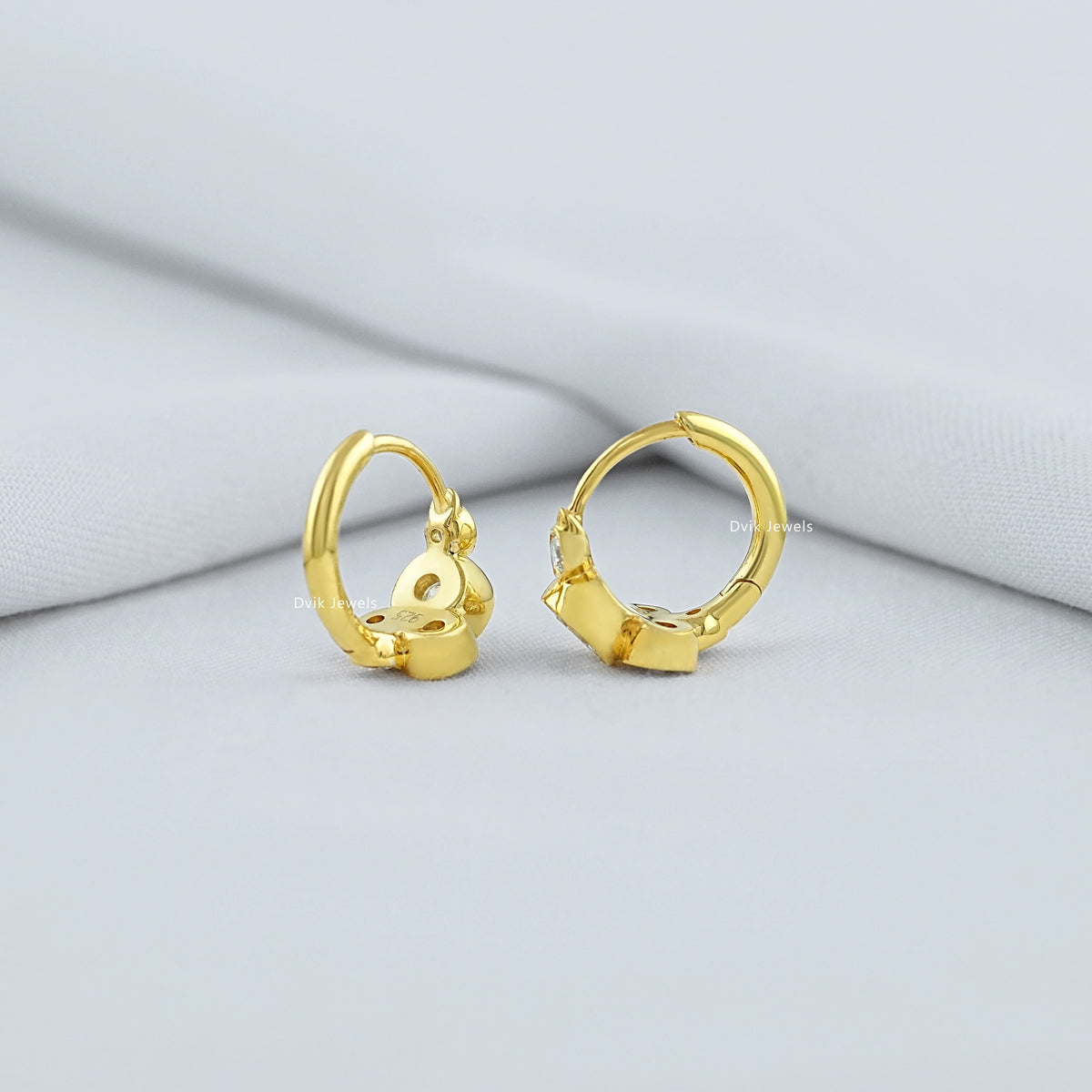 Round Lab Diamond Bezel Set Bubble Hoop Earrings