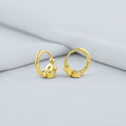 Round Lab Diamond Bezel Set Bubble Hoop Earrings