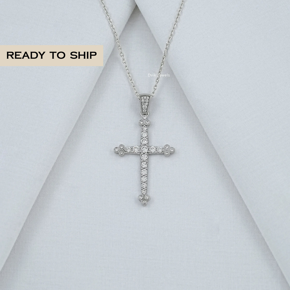 Round Cut Lab Diamond Cross Pendant