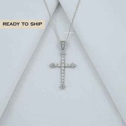 Round Cut Lab Diamond Cross Pendant