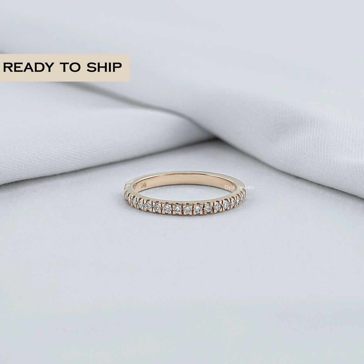 Round Lab Diamond Half Eternity Band