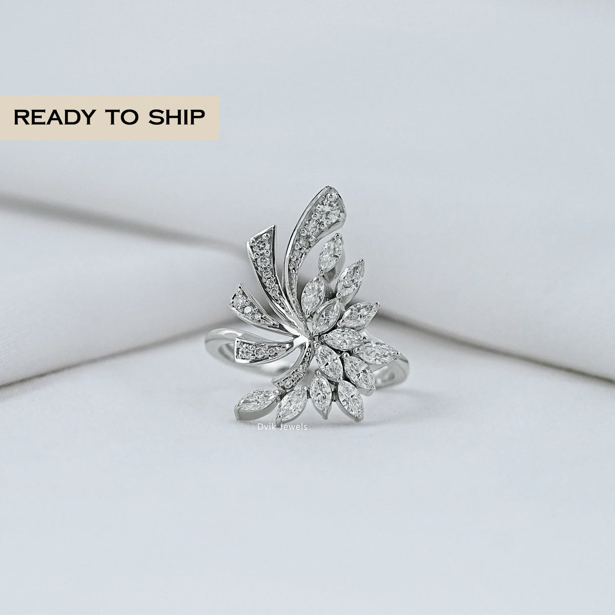 Marquise Cut Cluster Diamond Ring