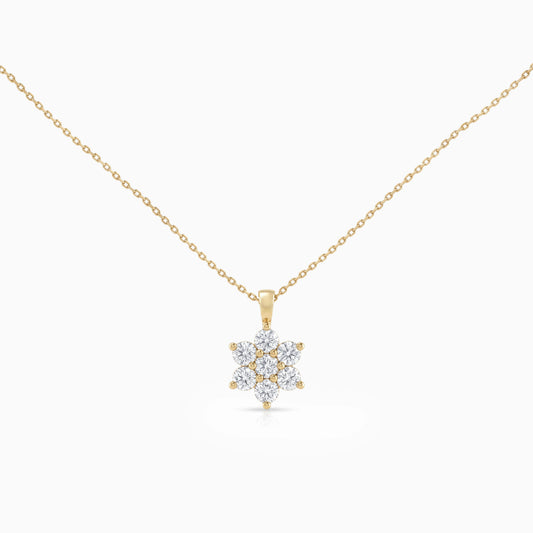 Round Cut Lab Grown Diamond Cluster Pendant Necklace
