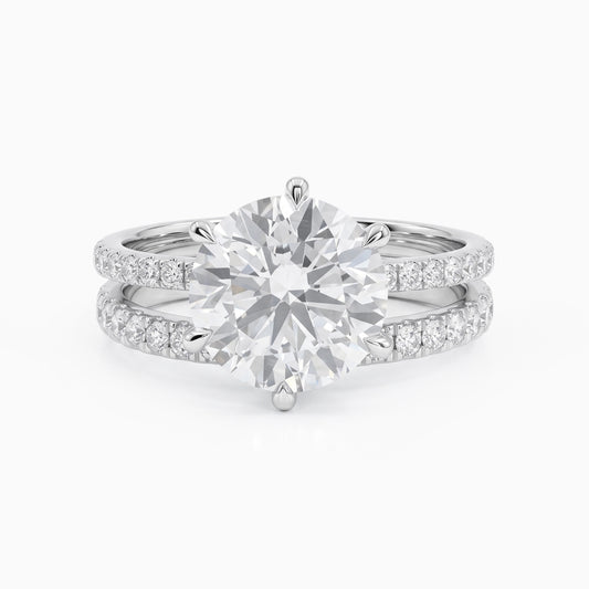 Round Cut Lab Diamond Bridal Ring Set
