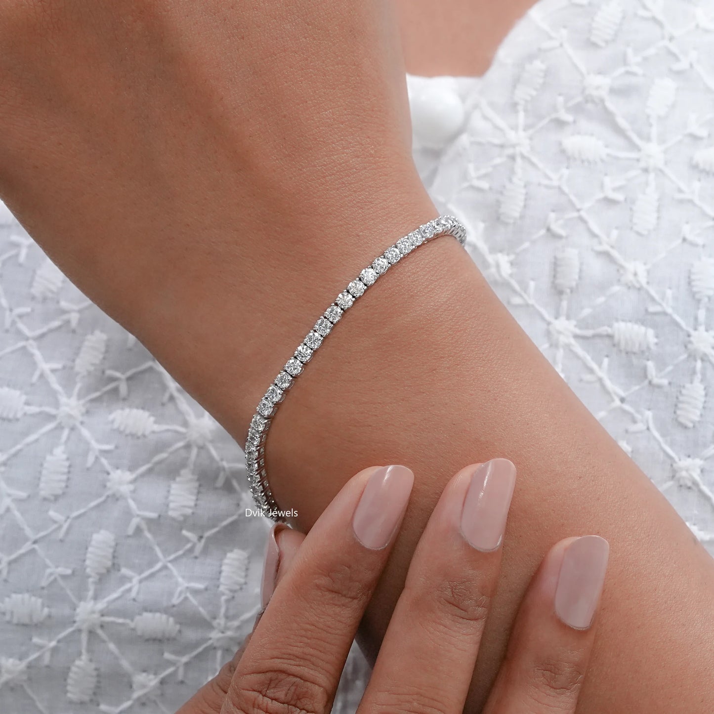 Elegant Round Lab Diamond Tennis Bracelet