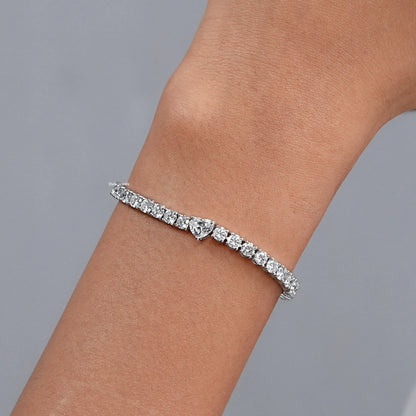 Heart And Round Lab Diamond Tennis Bracelet