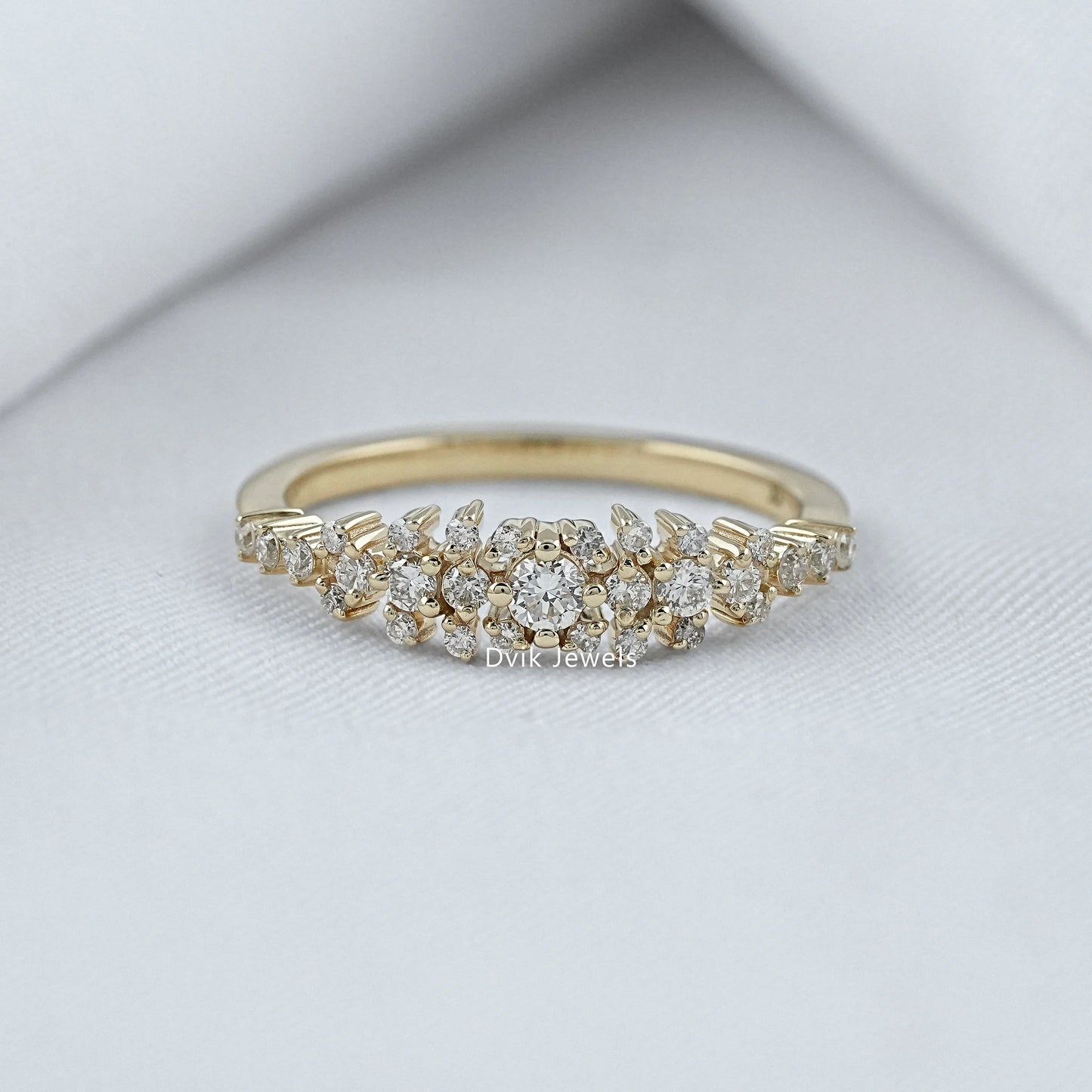 Dvik Jewels serenity round cut lab diamond accent ring in yellow gold