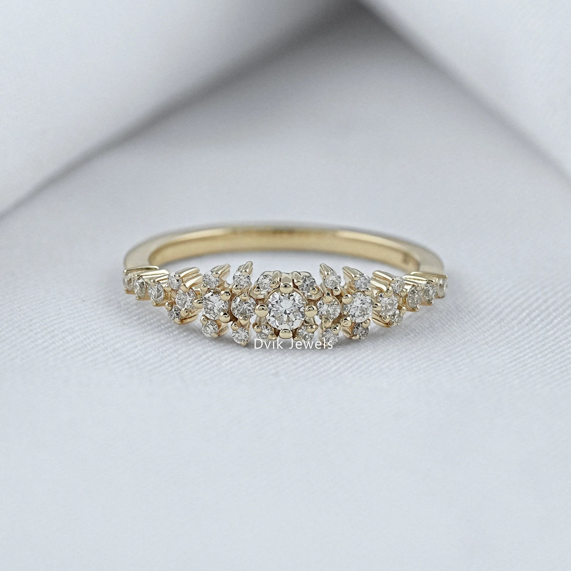 Dvik Jewels serenity round cut lab diamond accent ring in yellow gold