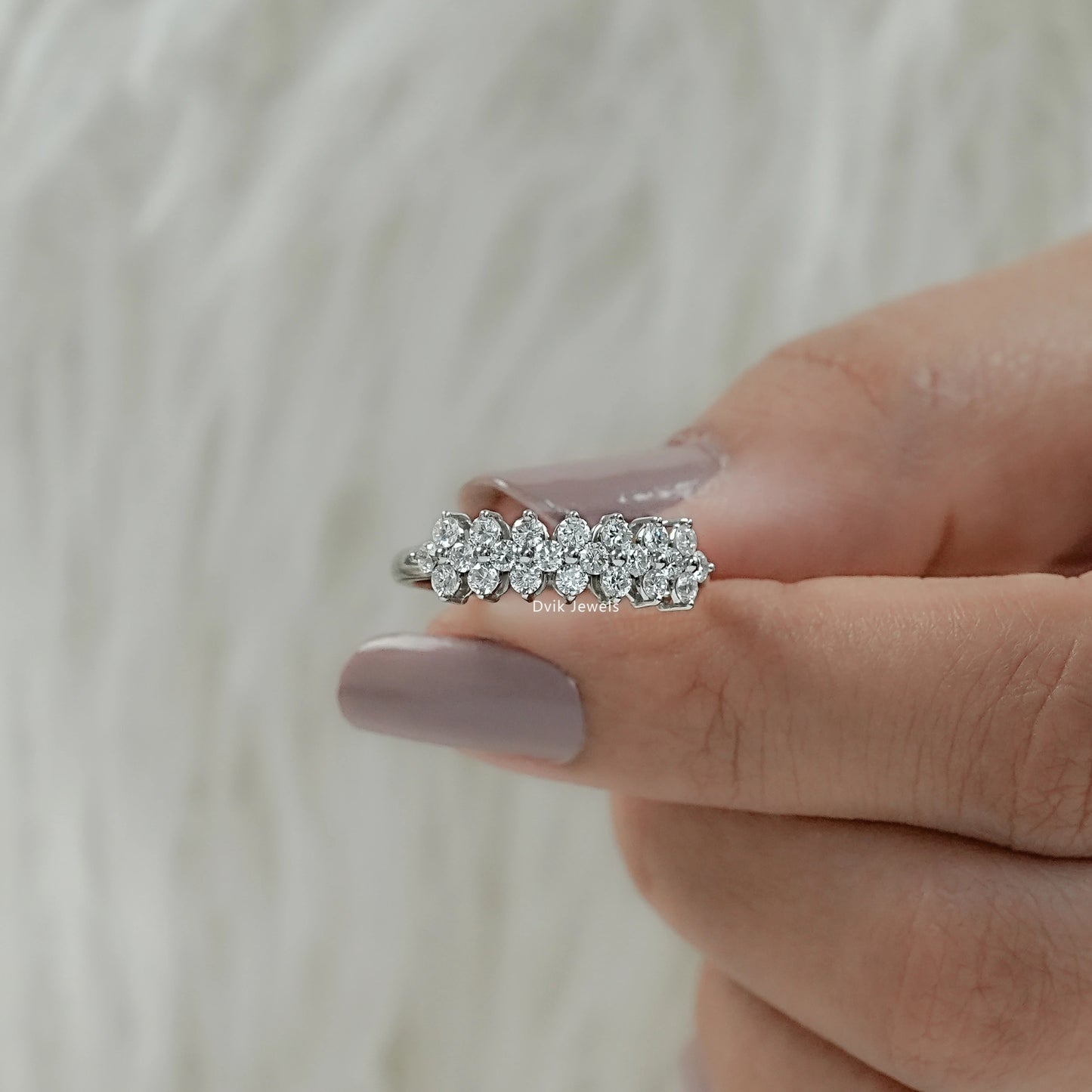 Seven Floral Cluster Round Cut Lab Grown Diamond Ring Ring