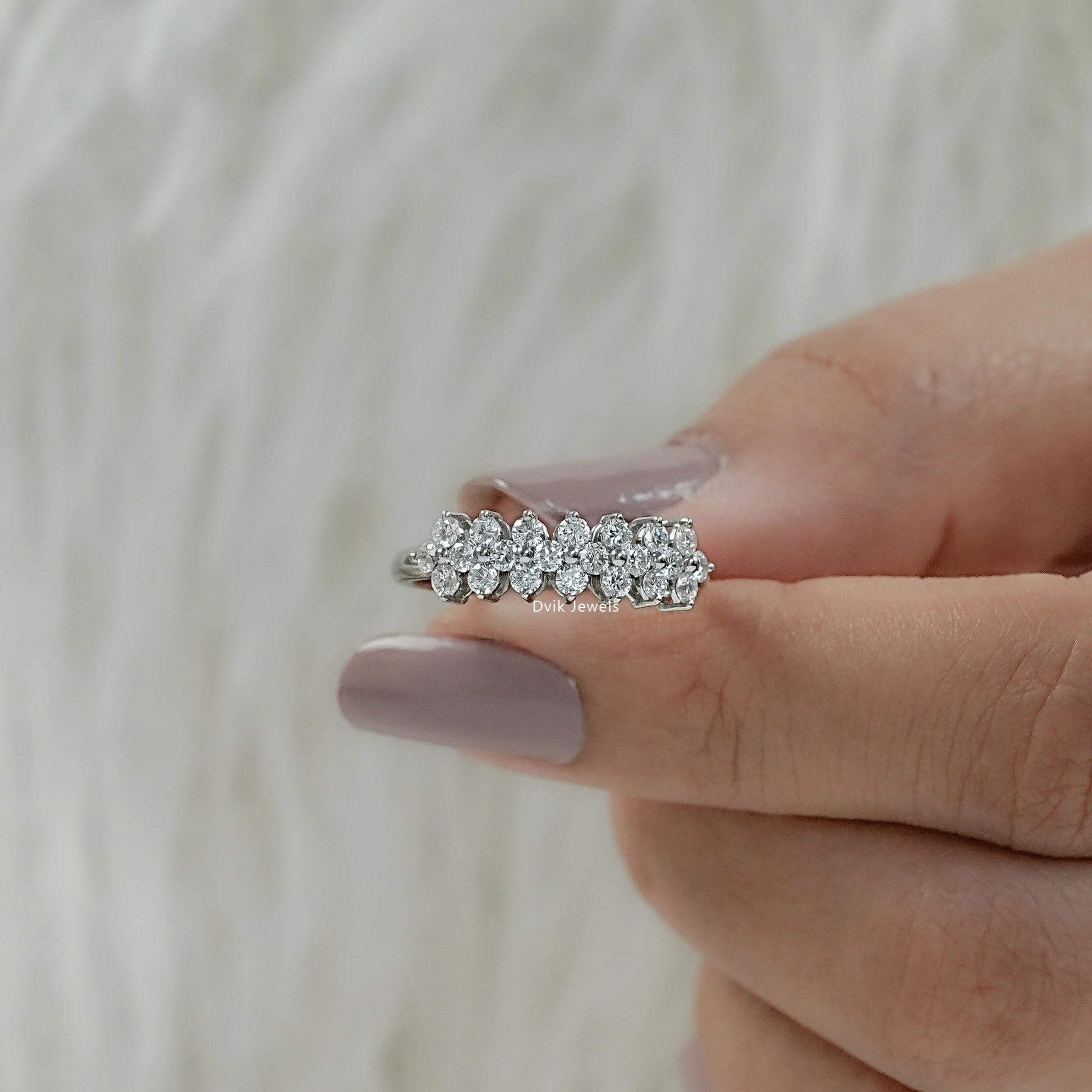 Seven Floral Cluster Round Cut Lab Grown Diamond Ring Ring