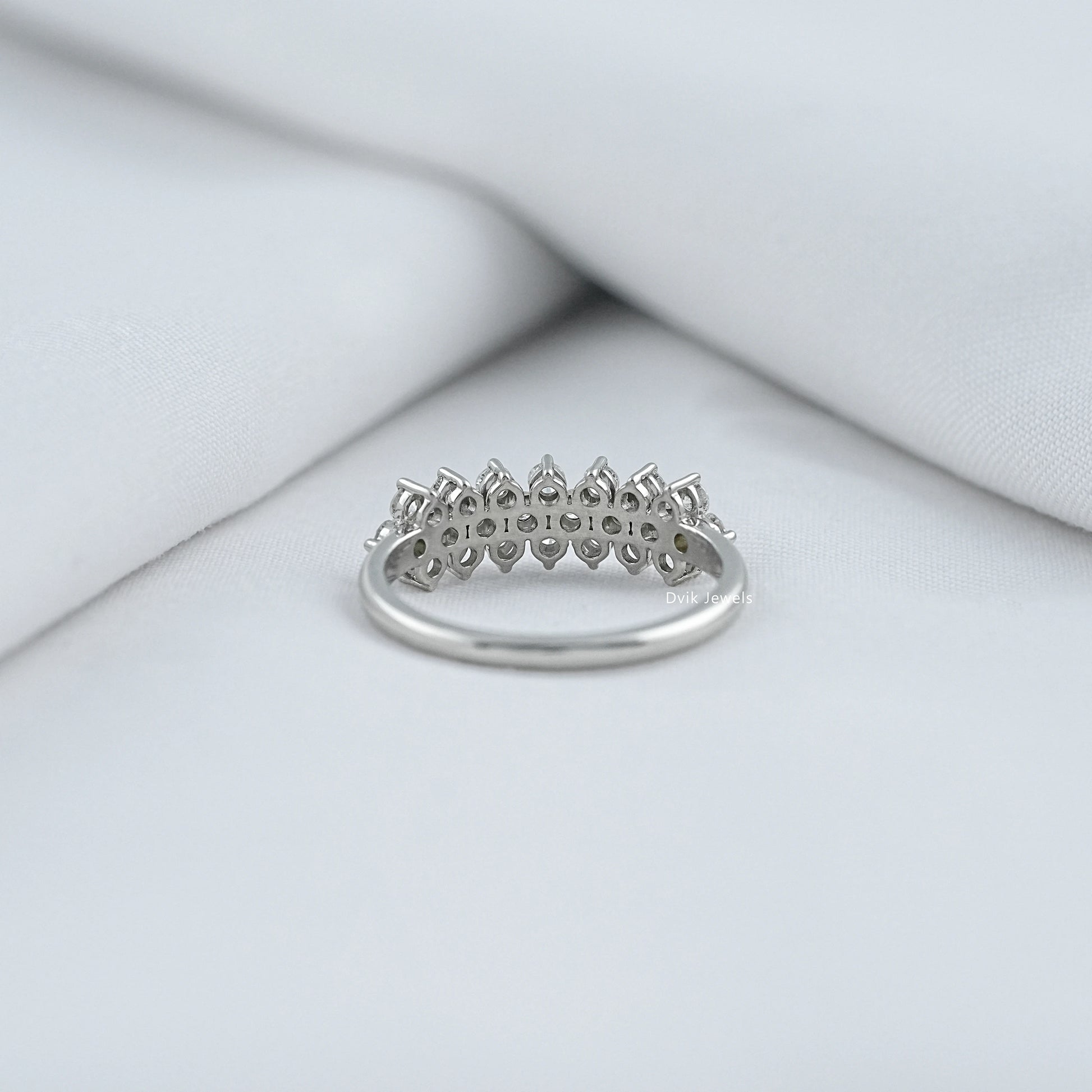 Seven Floral Cluster Round Cut Lab Grown Diamond Ring Ring