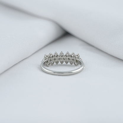 Seven Floral Cluster Round Cut Lab Grown Diamond Ring Ring