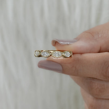 Bezel Set Seven Stone Marquise Lab Diamond Ring