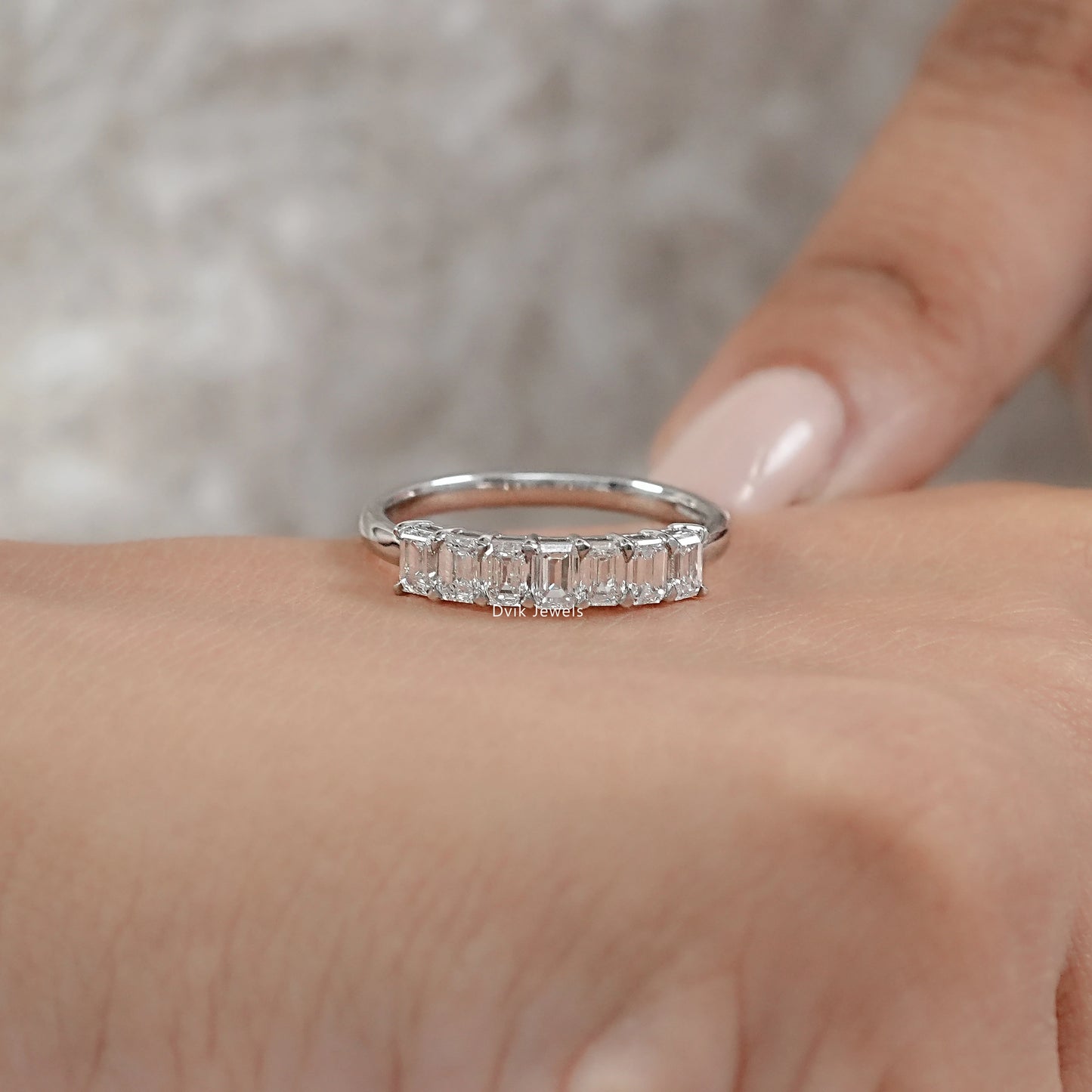 Emerald Cut Seven-Stone Lab Diamond Ring