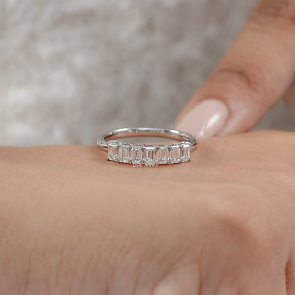 Emerald Cut Seven-Stone Lab Diamond Ring