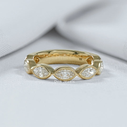 Bezel Set Seven Stone Marquise Lab Diamond Ring