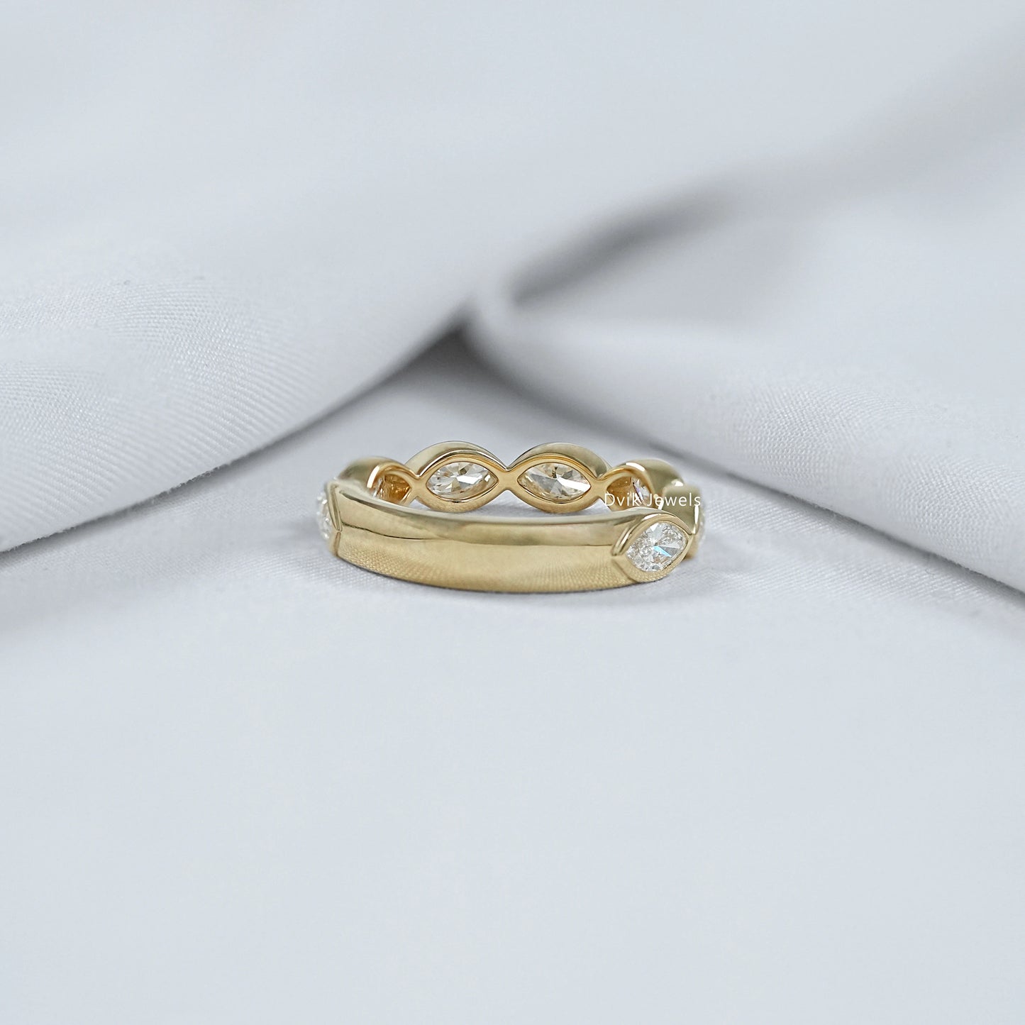 Bezel Set Seven Stone Marquise Lab Diamond Ring