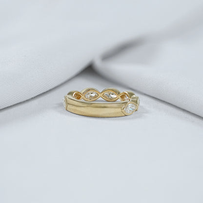 Bezel Set Seven Stone Marquise Lab Diamond Ring