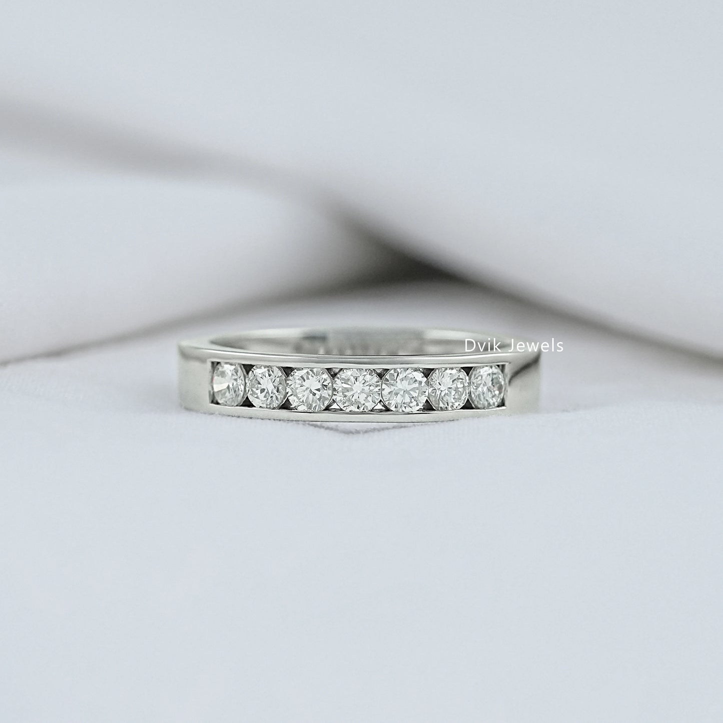 Seven Stone Round Diamond Channel Set Men's Band