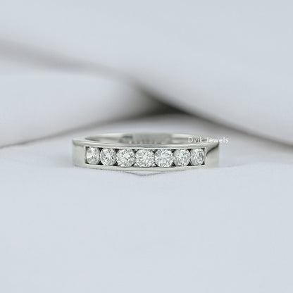 Seven Stone Round Diamond Channel Set Men's Band