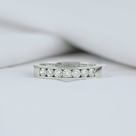 Seven Stone Round Diamond Channel Set Men's Band