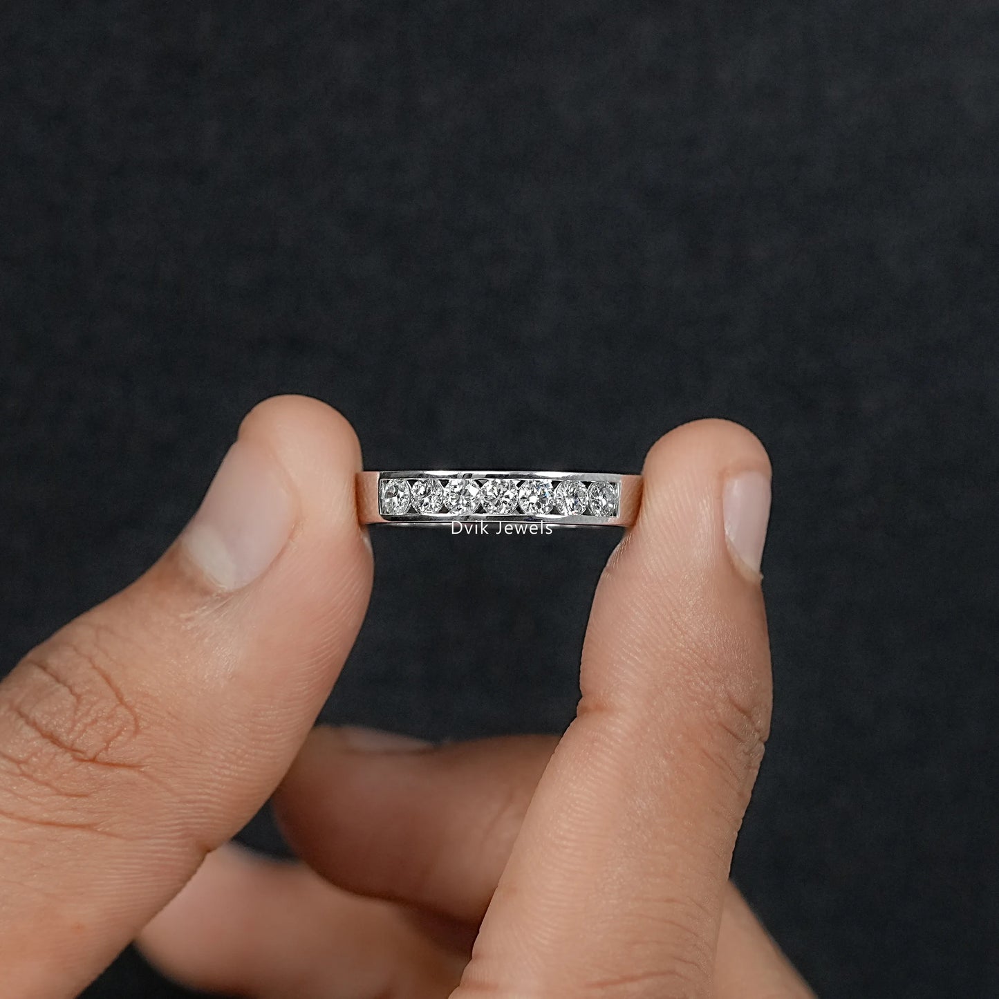 Seven Stone Round Diamond Channel Set Men's Band