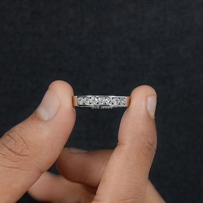 Seven Stone Round Diamond Channel Set Men's Band