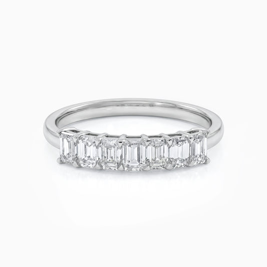 Seven Stone Emerald Cut Wedding Band Ring