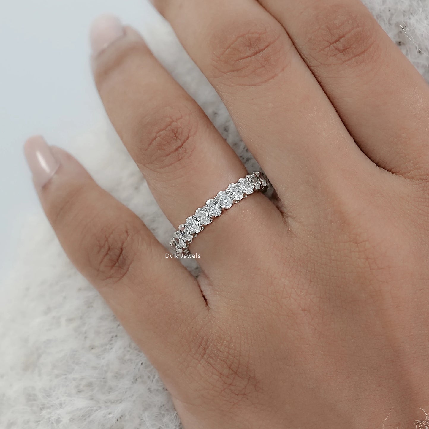 Oval Lab Diamond Eternity Wedding Band