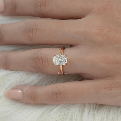 Cushion Cut Lab Grown Diamond Solitaire Engagement Ring