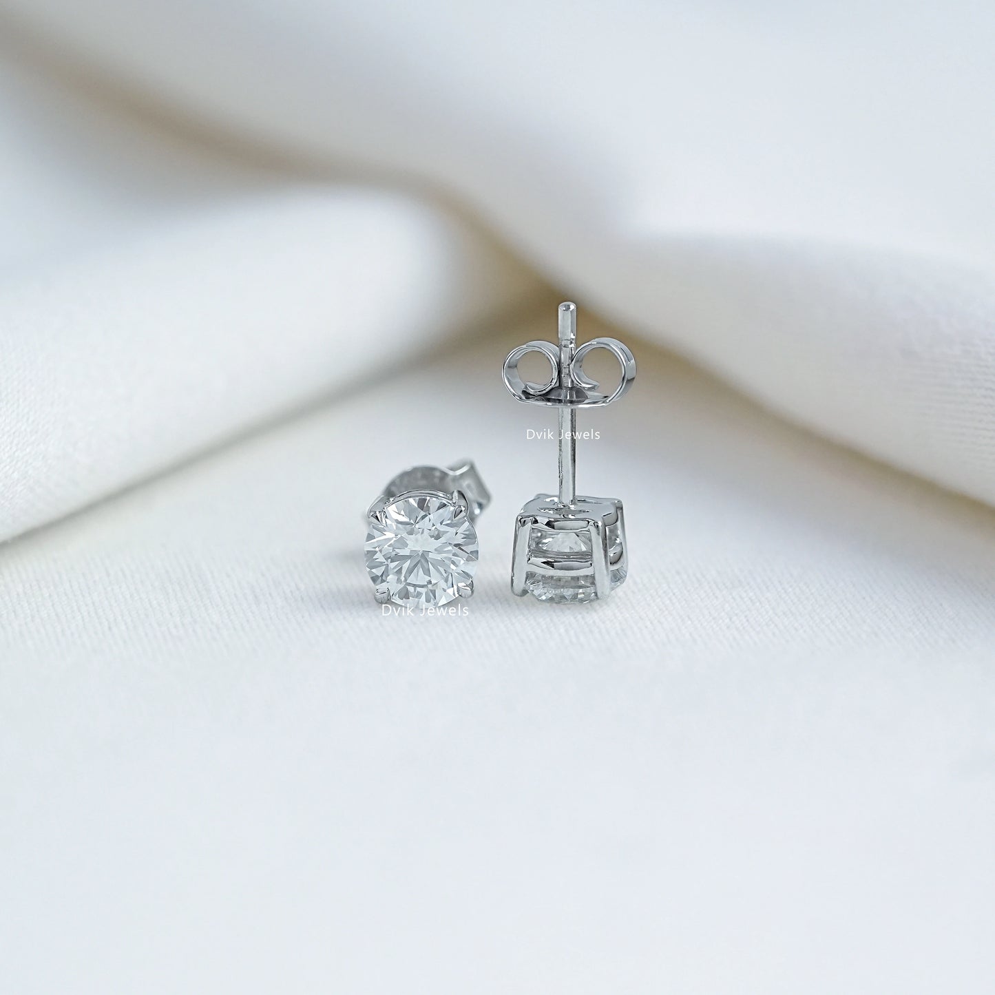 1.00 TCW & 2.00 TCW Round Lab Grown Diamond Stud Earrings
