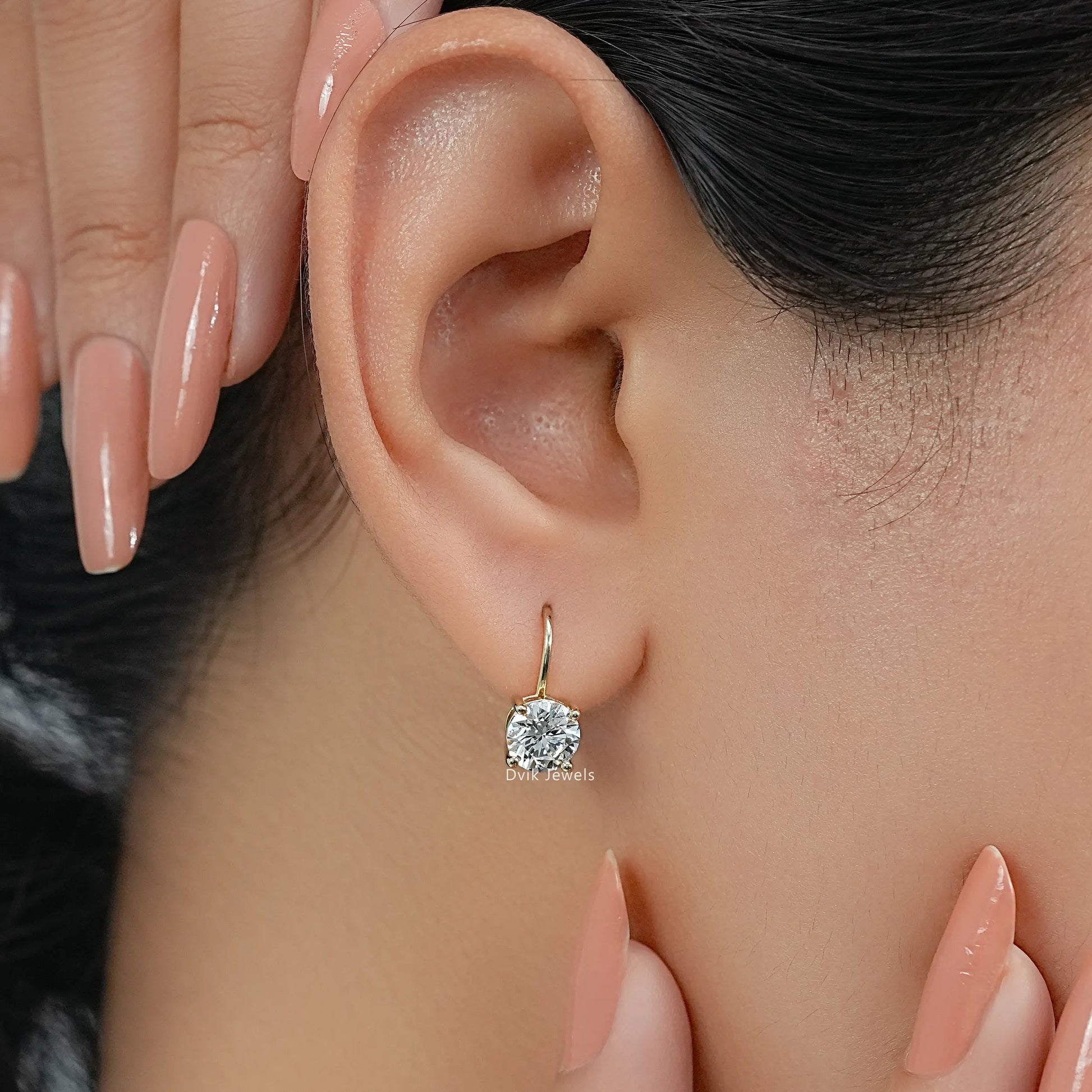 Round Lab Diamond Lever Back Earrings Earrings