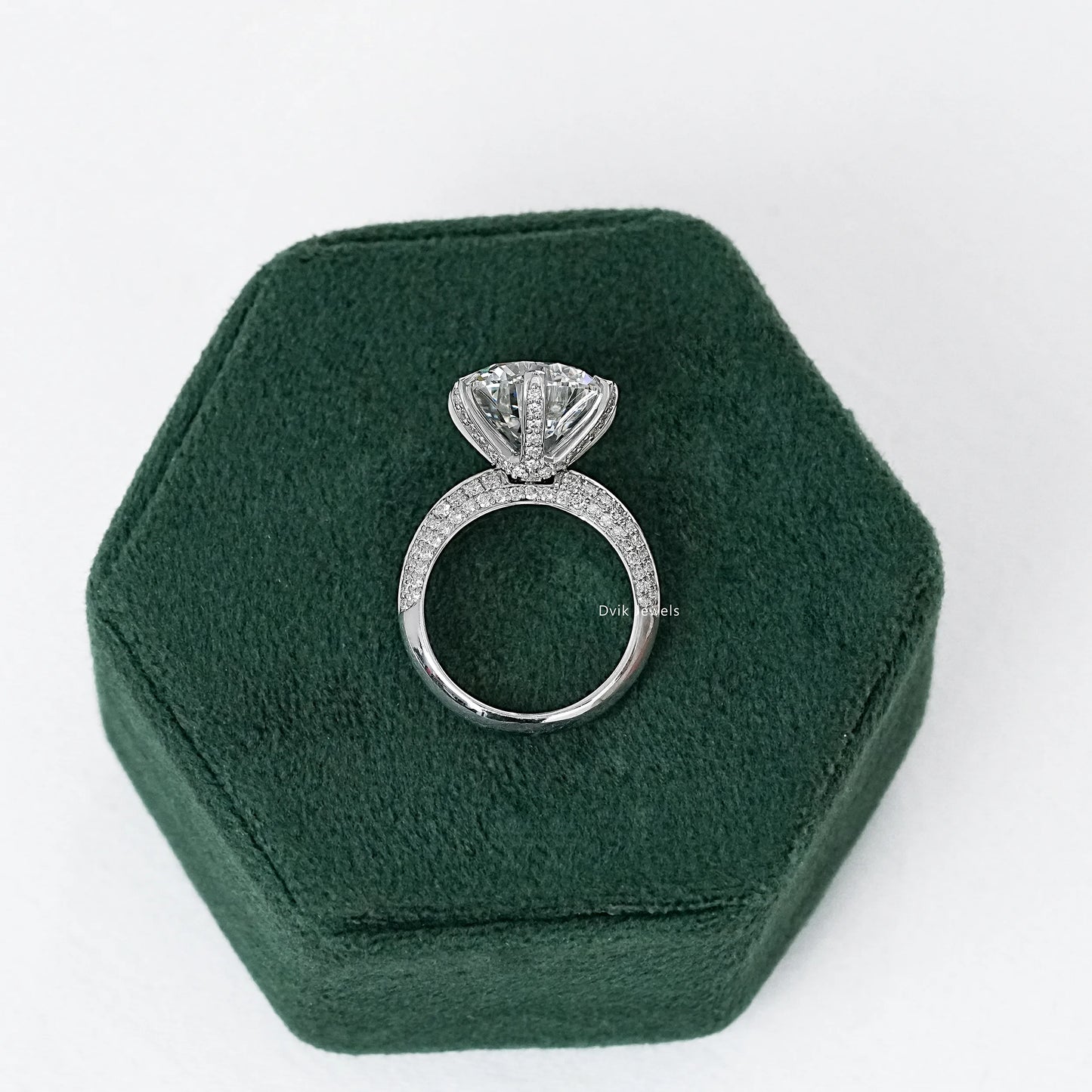 Round Cut Accent Set Diamond Engagement Ring