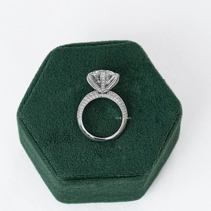 Round Cut Accent Set Diamond Engagement Ring