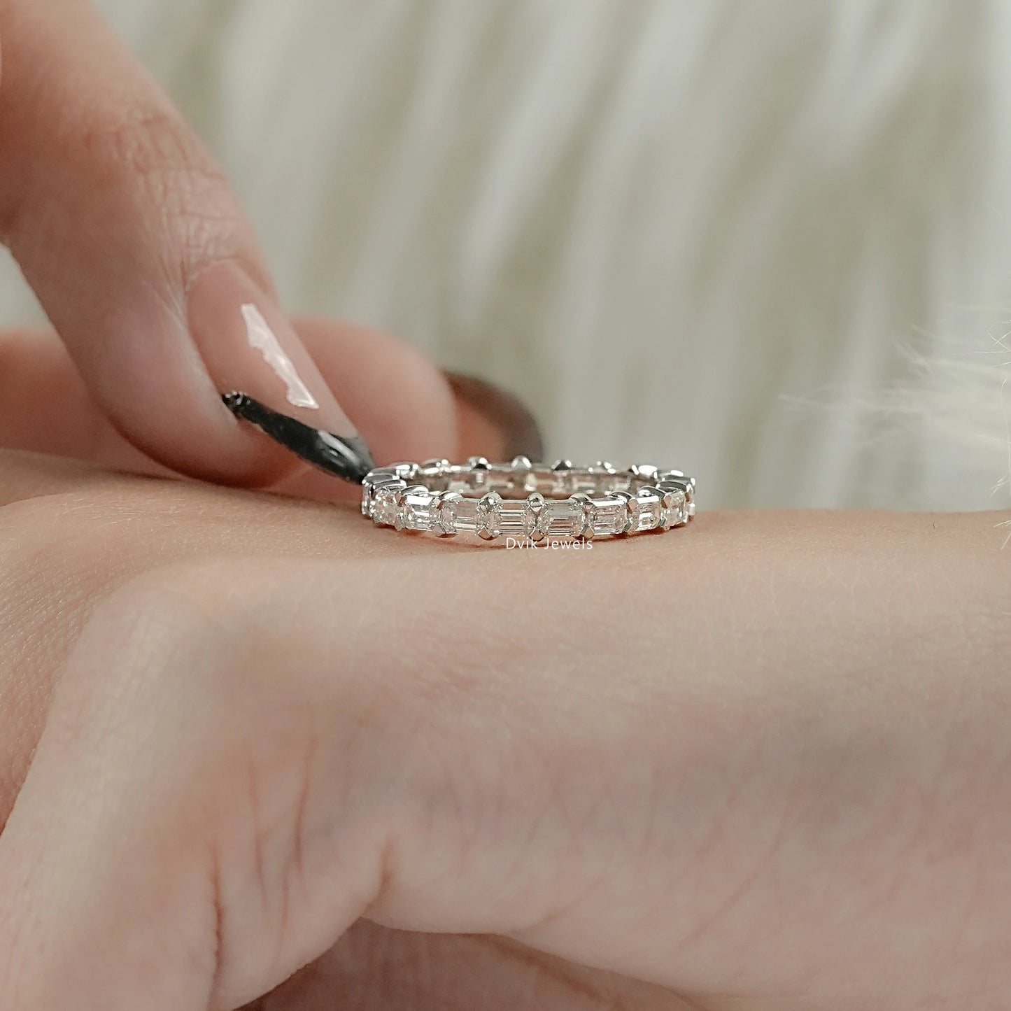 Emerald Cut Lab Diamond Full Eternity Band