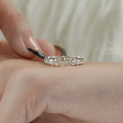 Emerald Cut Lab Diamond Full Eternity Band