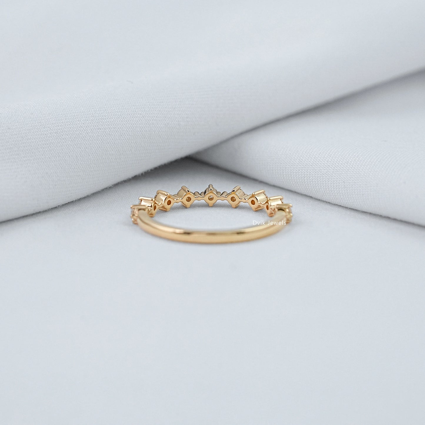 Round Cut Lab Diamond Half Eternity Band