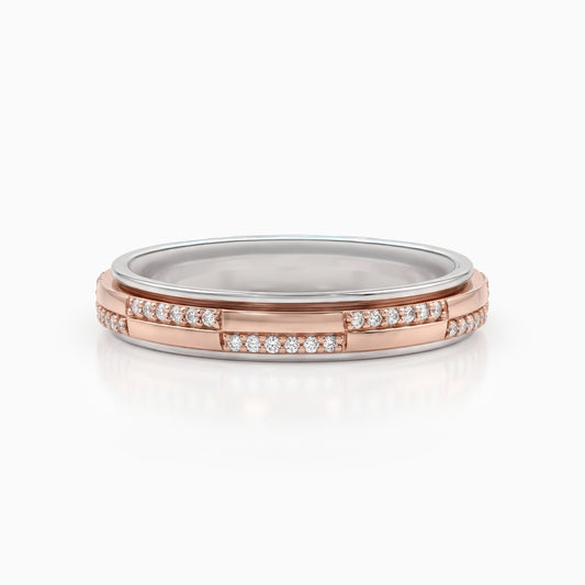 Sleek Round Lab Diamond Bar Detail Stackable Band Band