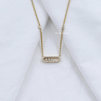 Sliding Lab Diamond Paperclip Pendant