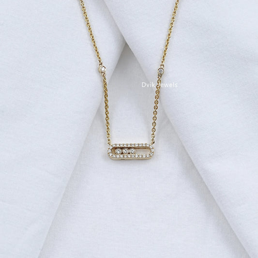 Sliding Lab Diamond Paperclip Pendant
