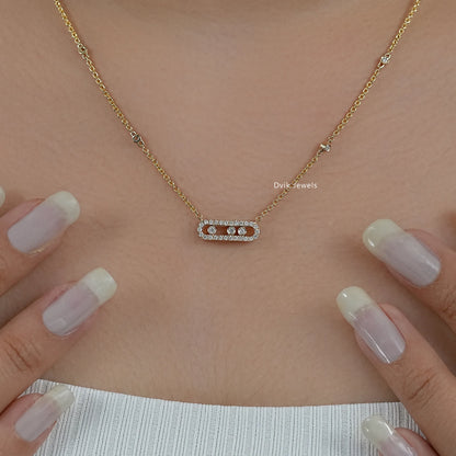 Sliding Lab Diamond Paperclip Pendant