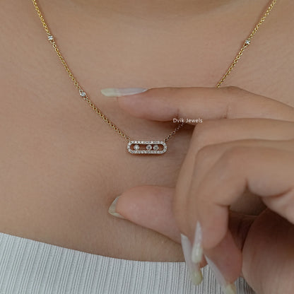 Sliding Lab Diamond Paperclip Pendant
